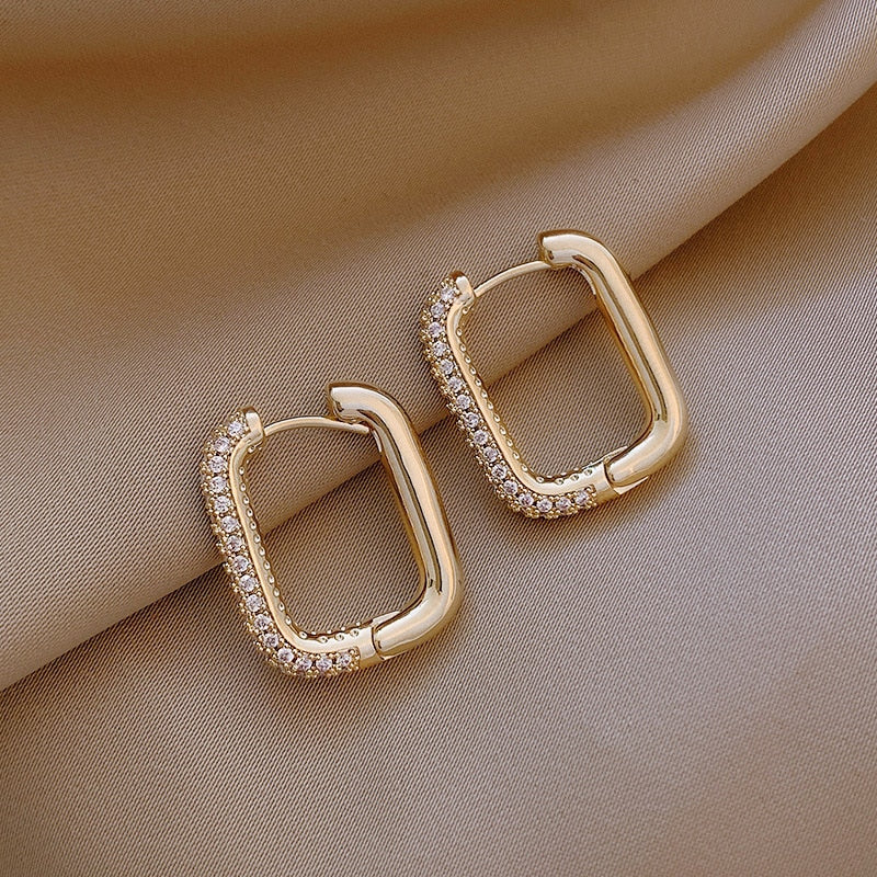 2025 New Classic Copper Alloy Smooth Metal Hoop Earrings For Woman Fashion Korean Jewelry Temperament  Daily Wear earrings