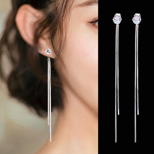 2025 New Gold Color Long Crystal Tassel Dangle Earrings for Women Wedding Drop Earring Fashion Jewelry Gifts